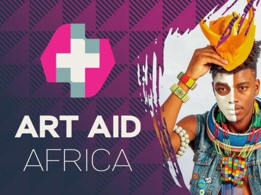 Is Your Brand Working For You? 22 A young man wearing colorful beads, bracelets, face paint, and a bright yellow hat poses artistically. On the left, a pink and gray geometric logo with a white cross appears above the bold text